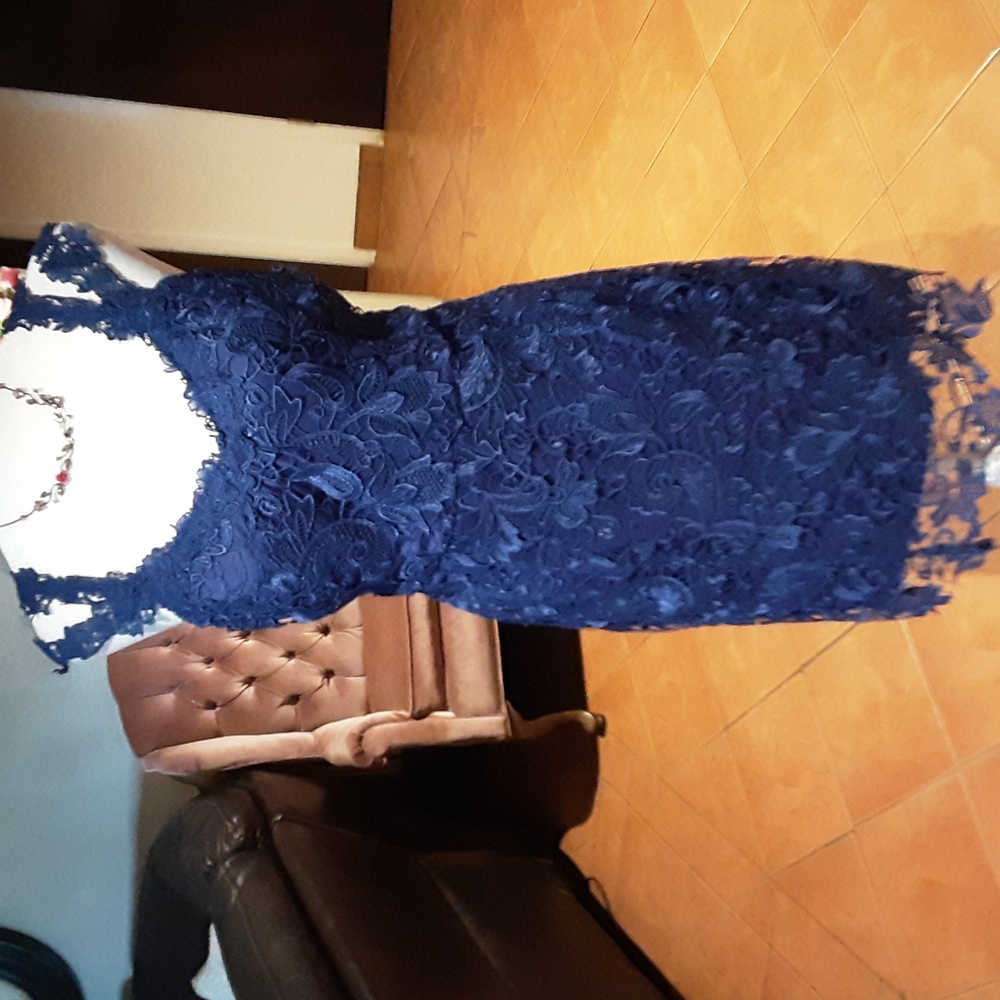 Elegant Blue Lace Dress